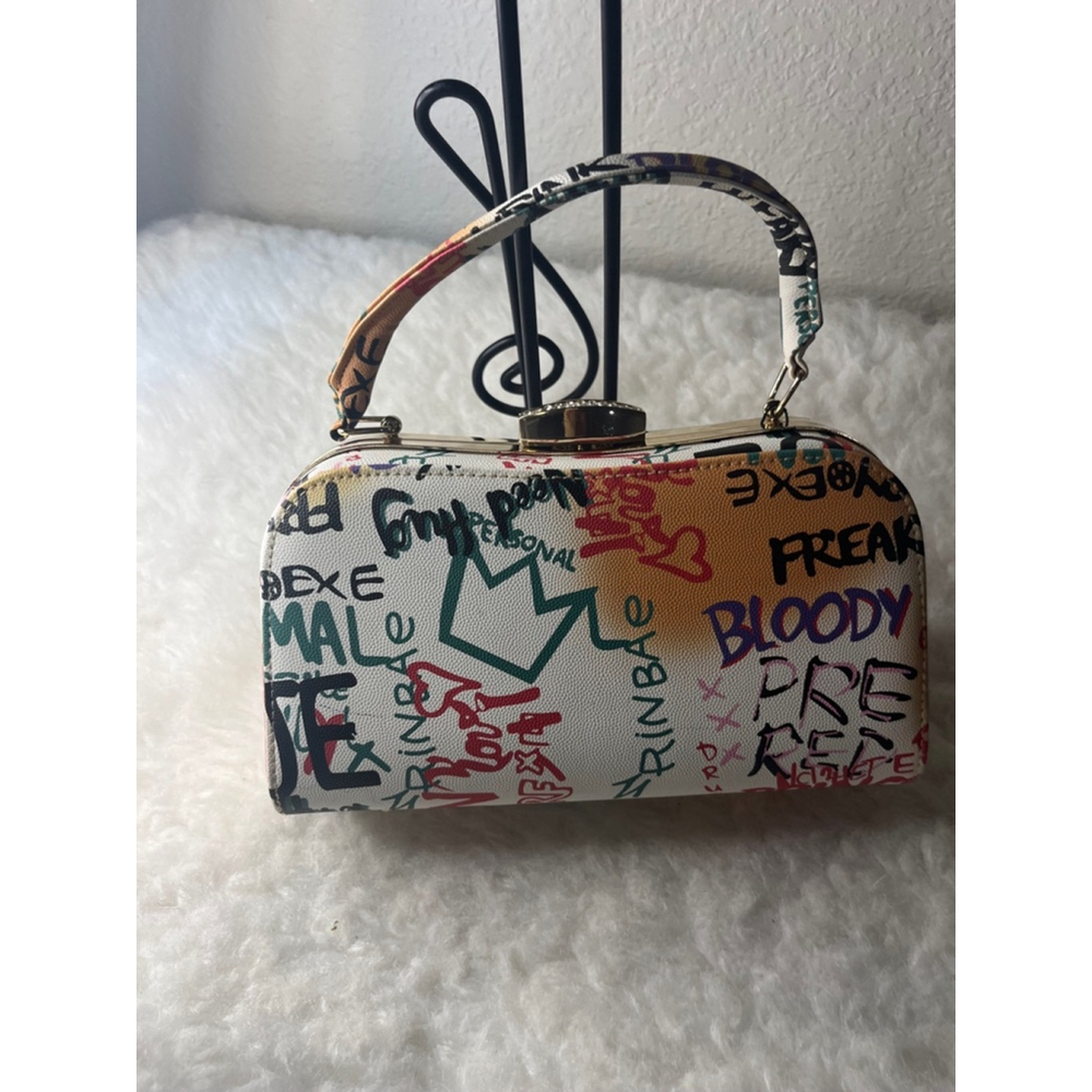 Women Fashion Graffiti Top Handle Handbag Purse